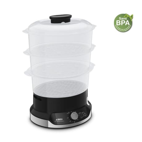 Seb Cuiseur vapeur ultracompact 9 L 3 bols VC204800