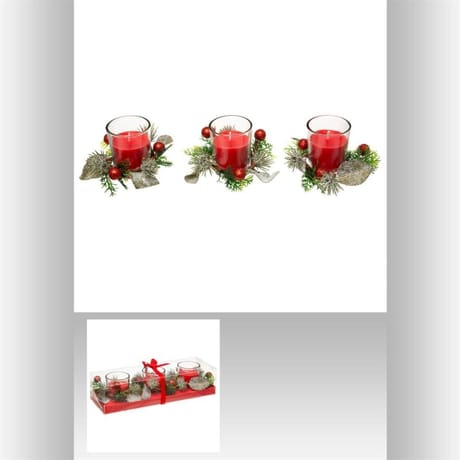Bougies x3"centre de table" coloris rouge