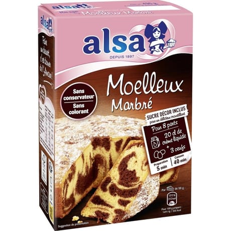 Alsa préparation gâteau moelleux marbre 435g