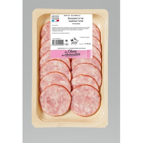 Saucisson à l'ail supérieur fumé 14 tranches 150g