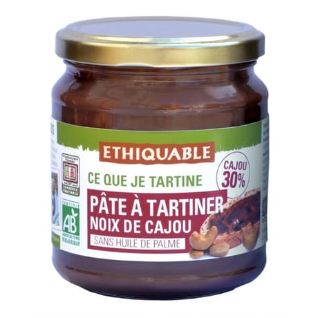 Ethiquable pâte à tartiner cacao noix de cajou bio 300g