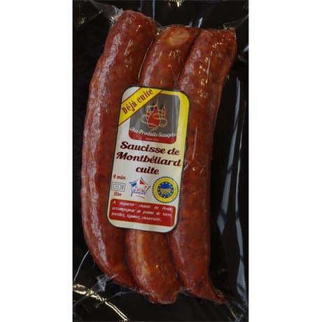 Aux Produits Saugets Saucisse de Montbéliard IGP cuite sous vide x3-450g