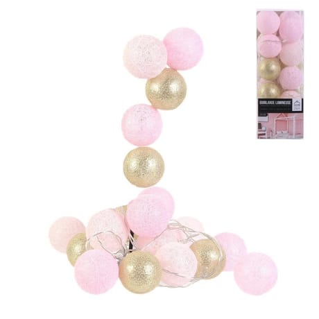Guirlande boule 20 led rose doré
