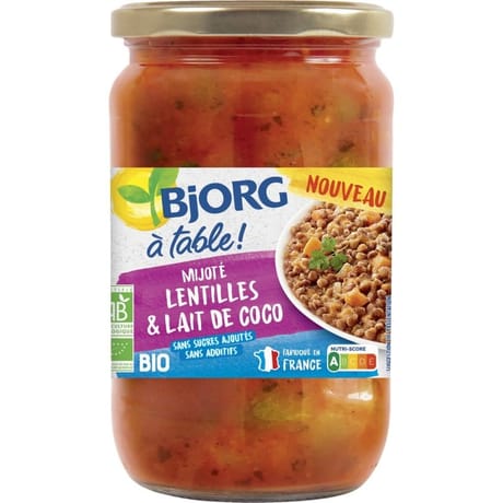 Bjorg mijoté lentilles lait de coco bio 630g