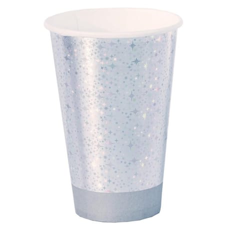 Gobelets x10 en carton scintillant argent brillant 35cl