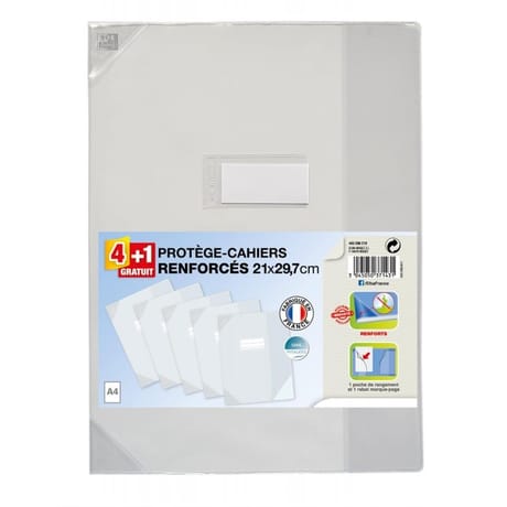 Oxford protége cahiers rencorcés incolore 27x29.7cm 4+1 gratuit