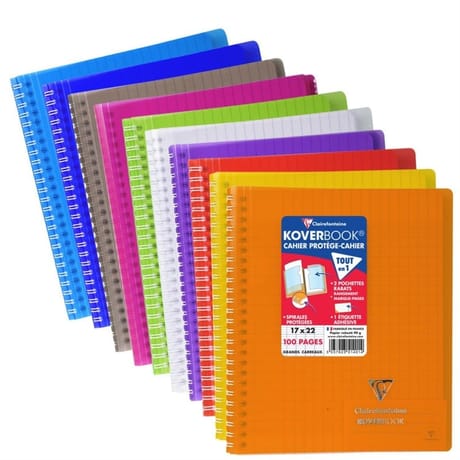 Clairefontaine koverbook spirale translucide  170x220 100 pages seyes assorti