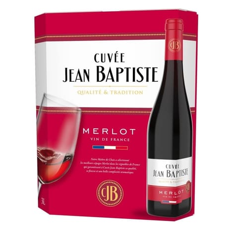 Cuvée jean baptiste vin français merlot rouge bib 3l 13%vol