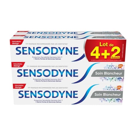 Sensodyne lot de 4+2 dentifrice soin blancheur 24h 75ml