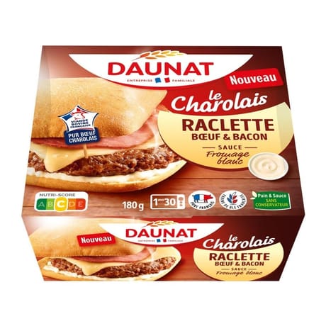 Daunat burger le charolais raclette VBF 180g