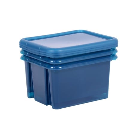 Eda boites de rangement funny box bleu profond acidulé 30l lot de 3