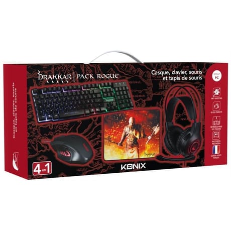 Konix pack gaming rogue clavier + souris + casque + tapis de souris 61881114462