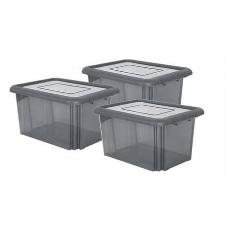 Eda boites de rangement funny box gris acidulé 55l lot de 3
