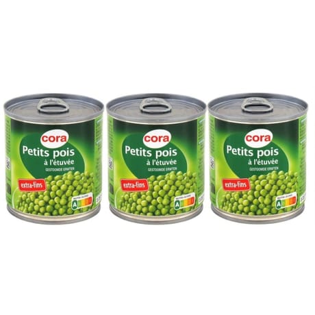 Cora petits pois extra fins  1/4 3x140g