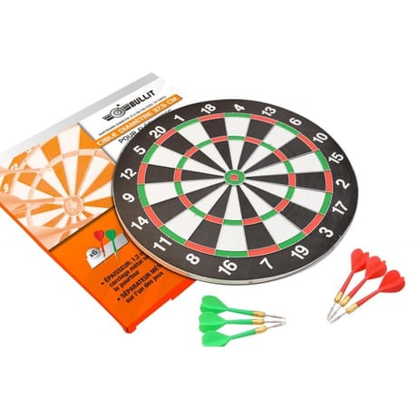 Cible de fléchette en carton 38.5cm avec 6 flechettes