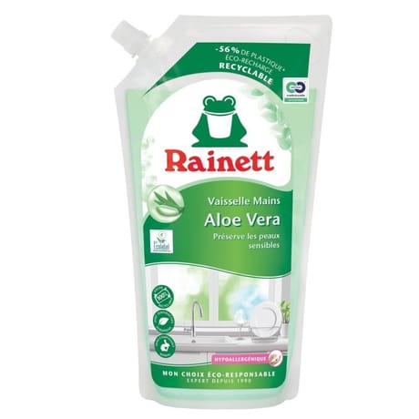 Rainett liquide vaisselle main ecologique aloe vera recharge 1l