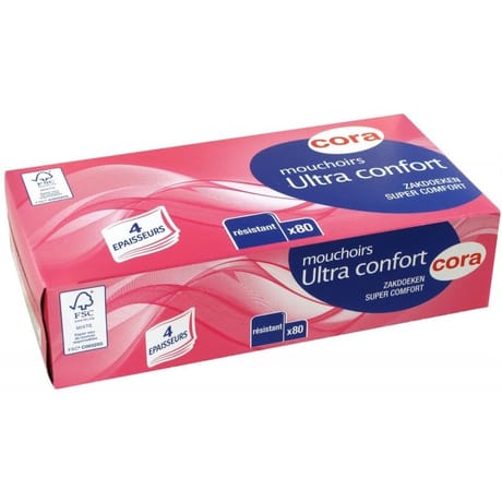 Cora mouchoirs boite 4 plis x80