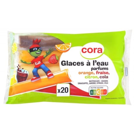 Cora kido glaces à l'eau assortiment x 20 - 800ml 816g