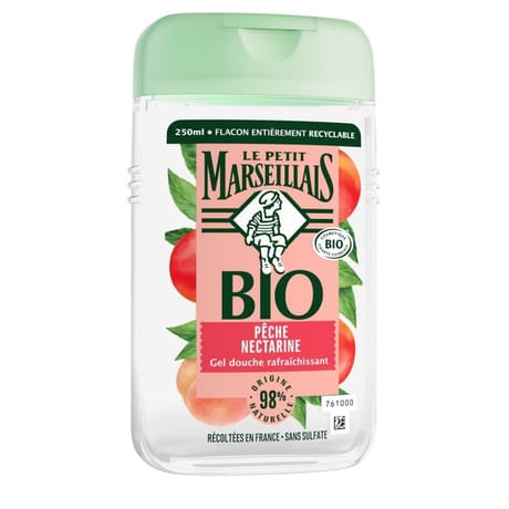 Le petit marseillais gel douche bio rafraichissant pêche nectarine 250ml