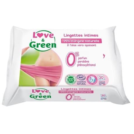 Love & Green Lingettes intimes apaisantes x20