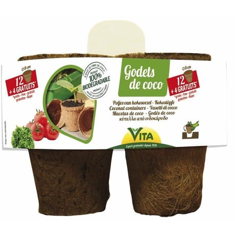 Vita 12 godets coco ronds 8cm + 4 offerts