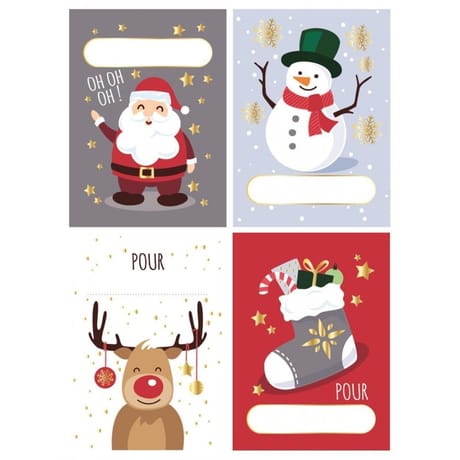 12 étiquettes cadeaux de Noël (modèle 1)