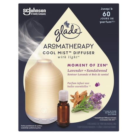 Glade aromatherapie-diffuseur huiles essentielles -moments of zen-lavande & bois de santal
