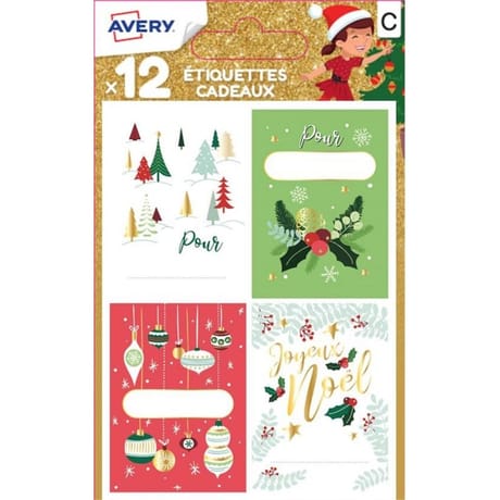12 étiquettes cadeaux de Noël (modèle 8)