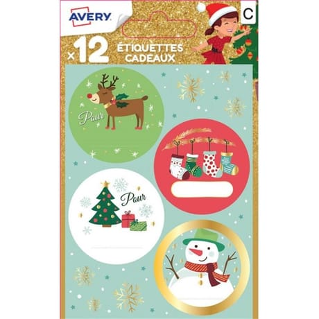 12 étiquettes cadeaux de Noël (modèle 5)