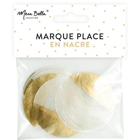 Deco 6 marque place en nacre/dore