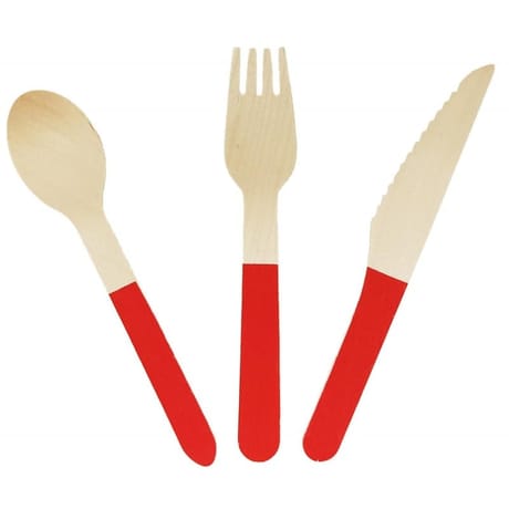 Menagere 18 couverts en bois rouge