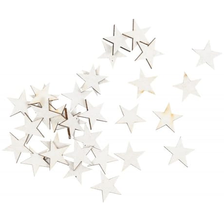 Confettis en bois petites etoiles blanches x36