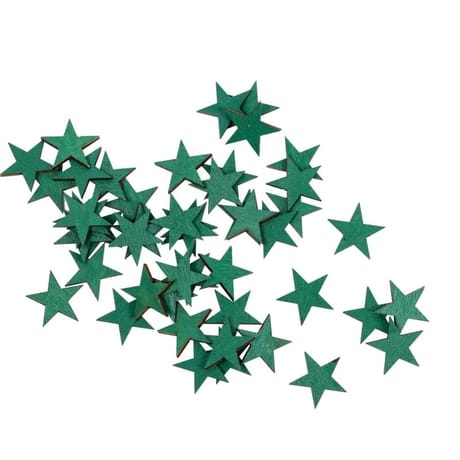 Confettis en bois petites etoiles vert sapin x36
