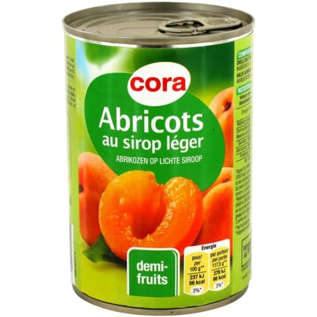 Cora abricot au sirop léger 1/2 100% 420g