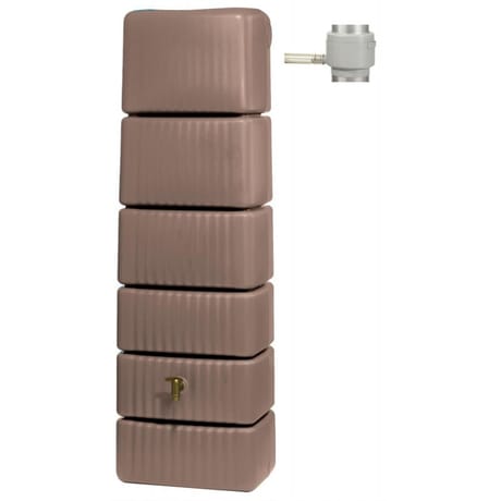 Récupérateur d'eau kit cuve murale slim 300 litres  taupe avec collecteur filtrant éco gris