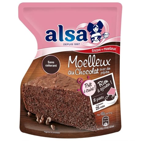 Alsa préparation pour gâteau moelleux chocolat prêt à cuire 500g