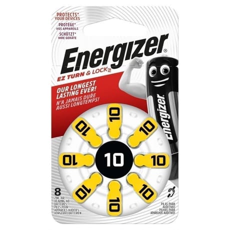 Piles pour prothèses auditives Energizer Format 10, pack de 8