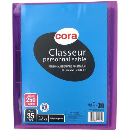 Cora classeur dos de 35 personnalisable 2 anneaux