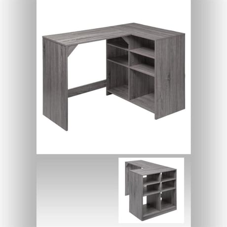 Bureau avec 6 casiers de rangement gris