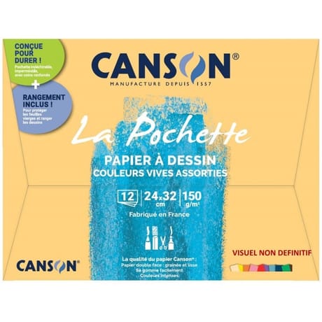 Pochette papier a dessin couleurs 24x32cm 150g indechifrable