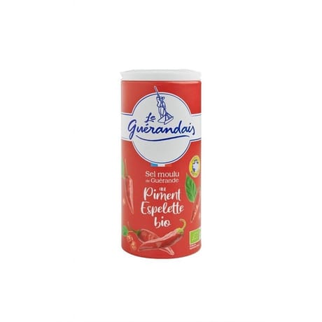 Le guérandais sel fin de Guérande au piment d'espelette bio boite verseuse 250g