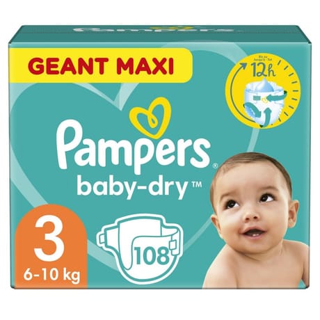 Pampers baby dry couches maxi géant T3 x 108