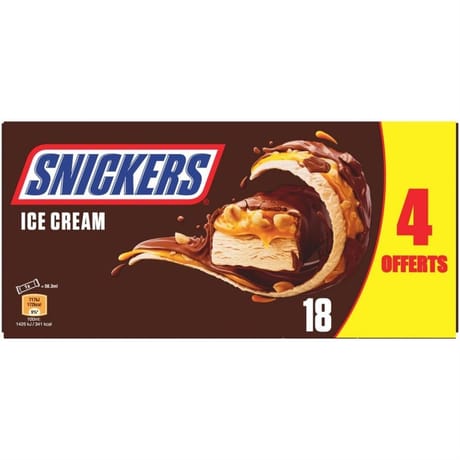 Snickers 18 barres glacées dont 4 offertes 821g