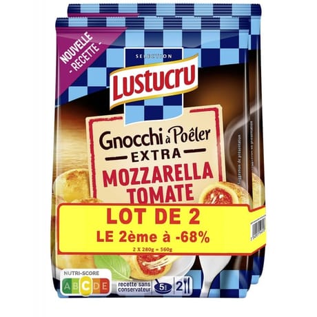 Lustucru Sélection gnocchi a poêler tomate mozzarella lot de 2 - 2ème -68% - 560g
