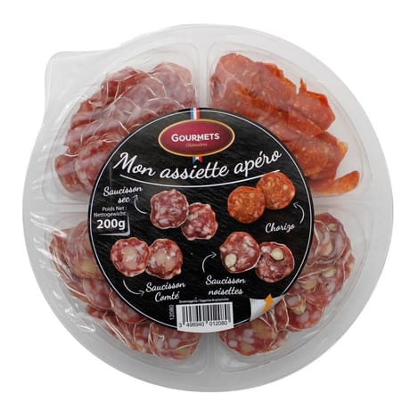 Gourmets de l'Artois mon assiette apéro (saucisson sec nature, comte, noisette et chorizo) 200g
