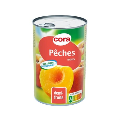 Cora pêches demi-fruits préservées 1/2 410g