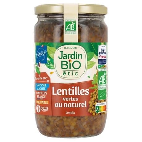 Jardin bio étic lentilles vertes au naturel bio 600g