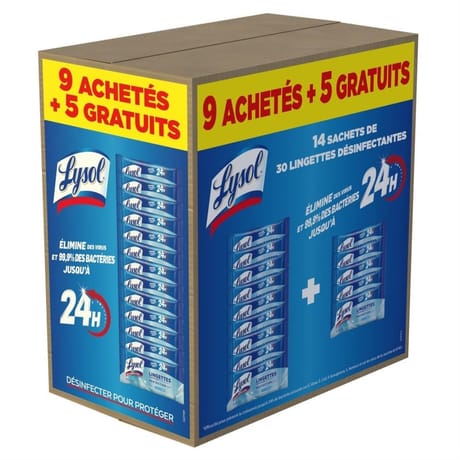 Lysol lingettes desinfectantes 24h frais x30 9+5 gratuits