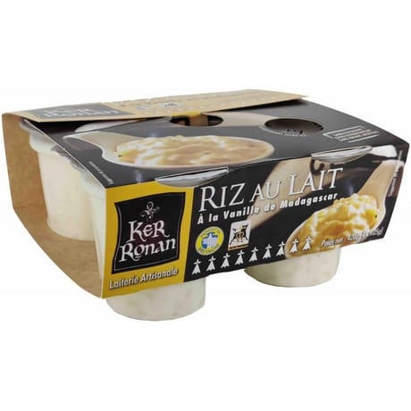KER RONAN Riz au lait à la vanille de madagascar 4x105g