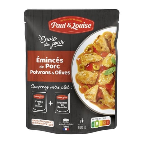 Paul et louise émincés de porc poivrons & olives 180g